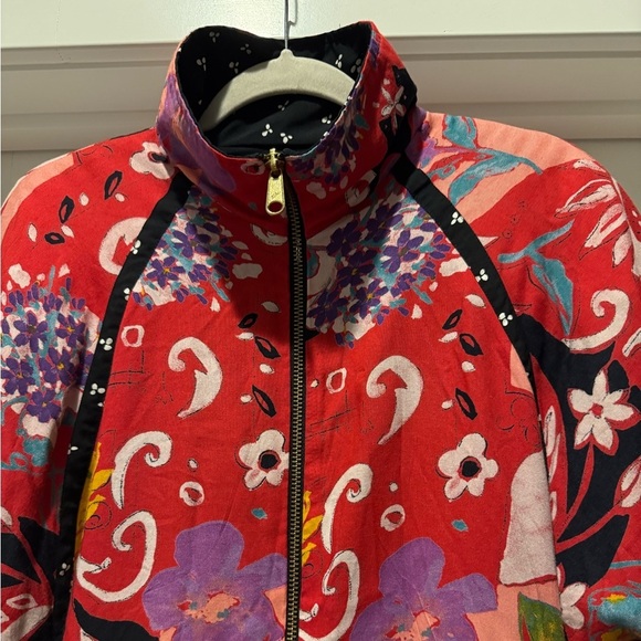 Vintage 90s Marcia Reversible Floral Bomber Jacket M – Talon Zipper Artsy Boho - Picture 4 of 17